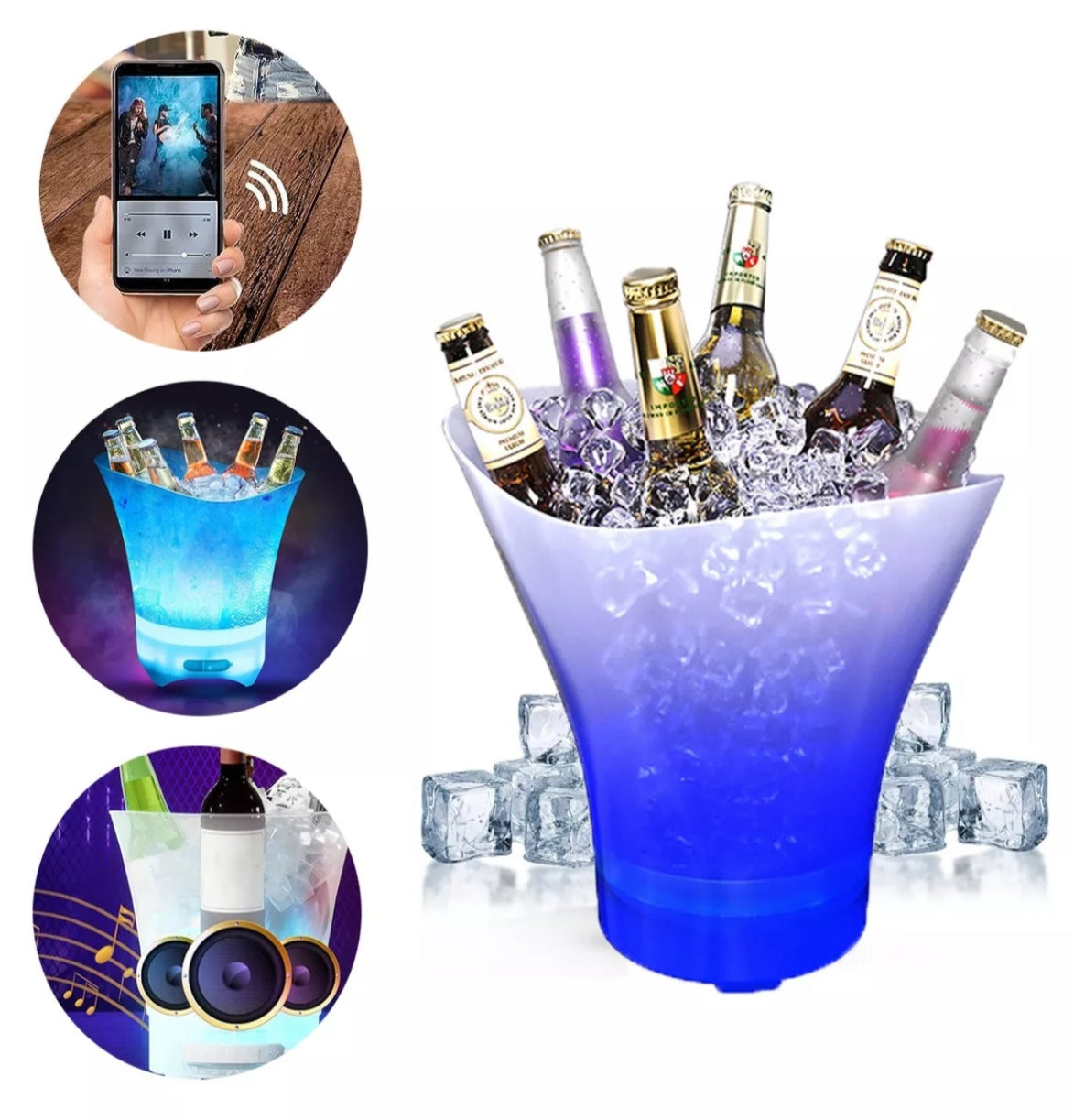 Cubitera Led con Parlante Bluetooth 5L